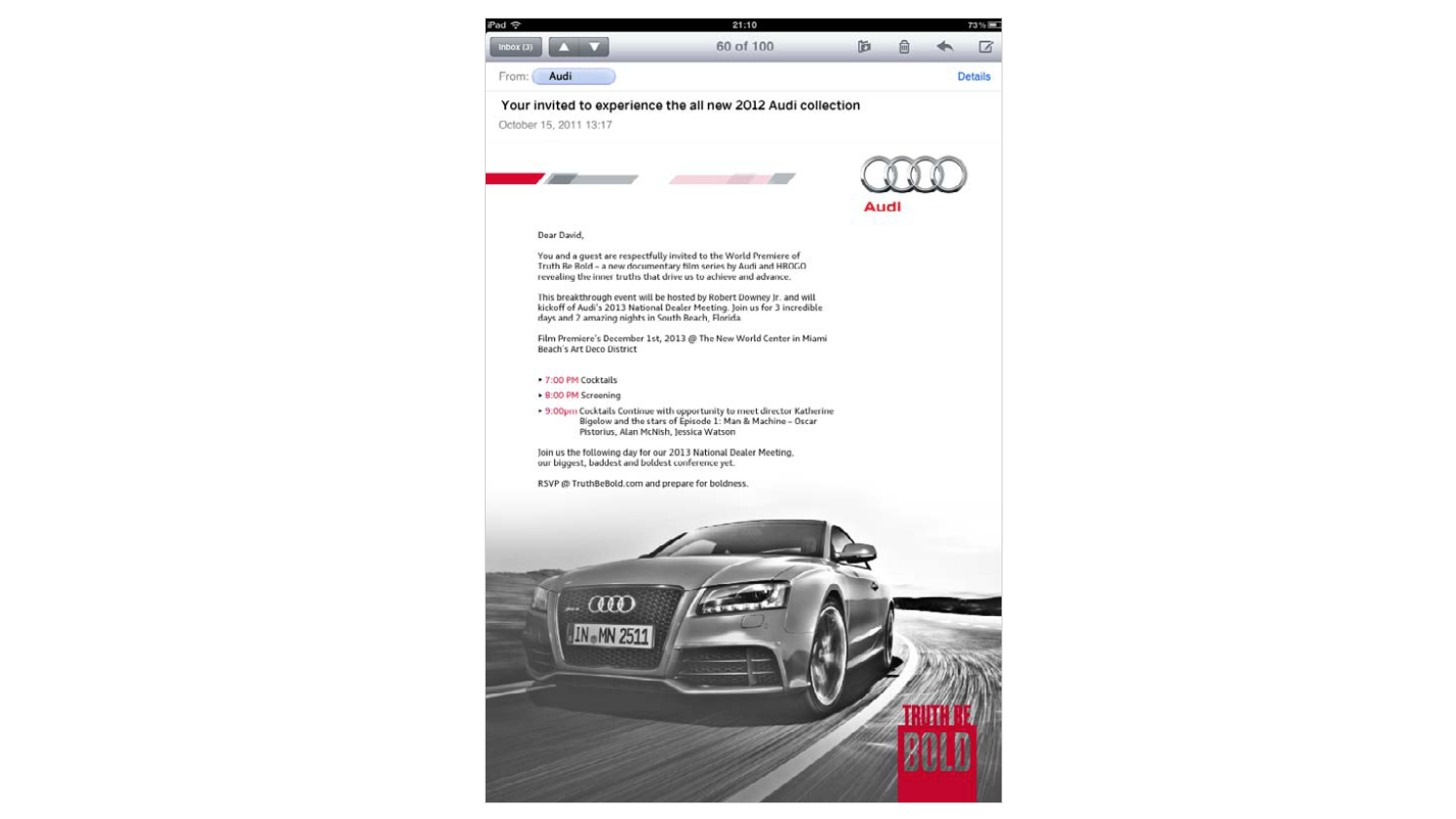 Audi Dealer Email Invitation
